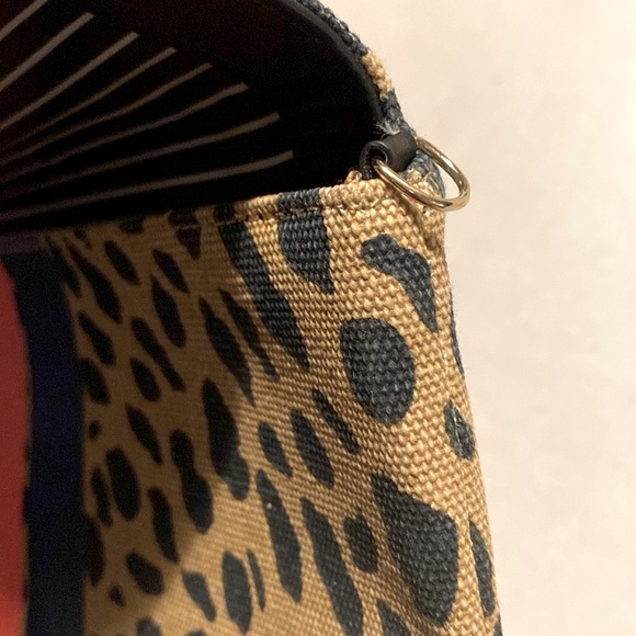 NWOT [Stella & Dot] Leopard Orange/Navy Striped Magnetic Oversized Clutch/Wallet - Picture 8 of 13